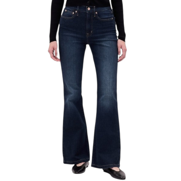 Gap Denim - Gap '70s Flare High Rise Jeans Size 30 10S Blue Dark Wash Cotton Denim Retro